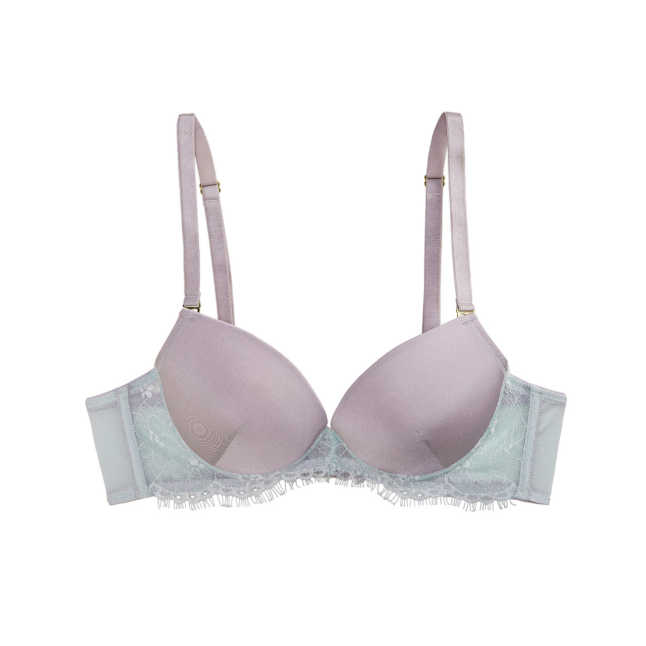 The Little Bra Company Catherine Lace Push-Up Bra in Mint/Wisteria